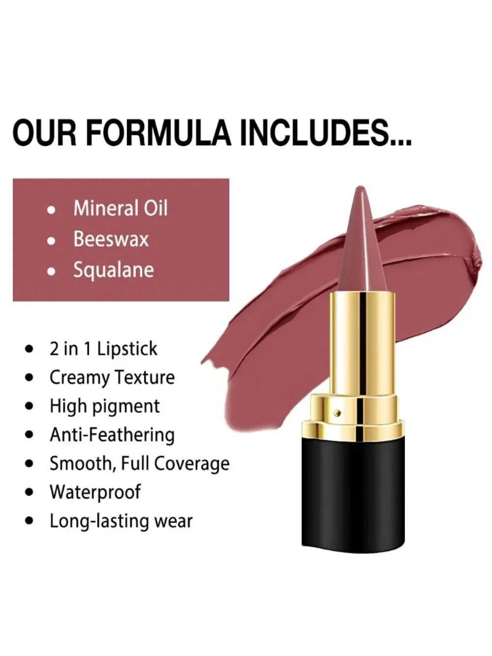 Women 1Pcs-A07# Plum Red Shimmery Metallic Cone-Tip Glitter Lipstick Lip Liner